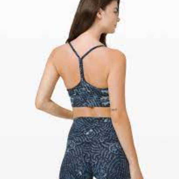 Lululemon Flow Y Bra Long Line Nulu Light Support, B/C Cup Indigo Lace Starlight - Picture 3 of 6